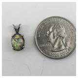 Sterling Silver Pendant with Oval Opal Doublet