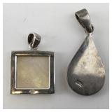 Set of 2 Sterling Silver 925 Mother of Pearl Pendants