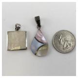 Set of 2 Sterling Silver 925 Mother of Pearl Pendants