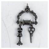 Vintage Sewing Pendant with Scissors and Dress Form Charms
