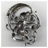 Vintage Virgo Zodiac Angel Brooch Pin Silver Tone