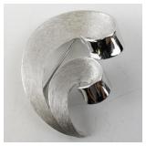 Trifari Vintage Silver Tone Abstract Swirl Brooch
