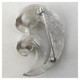 Trifari Vintage Silver Tone Abstract Swirl Brooch