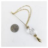 Gold Tone and Clear Lucite Hat Pin with Chain
