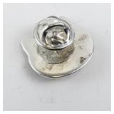Sterling Silver Cat Face Enamel Lapel Pin