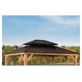 New Complete Gazebo -13 ft. x 11 ft. Black Wooden Hardtop Gazebo Top with Galvanized Steel Double Roof with Hardwood Black Ash Lumber