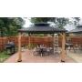 New Complete Gazebo -13 ft. x 11 ft. Black Wooden Hardtop Gazebo Top with Galvanized Steel Double Roof with Hardwood Black Ash Lumber