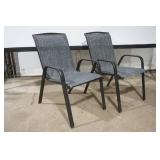 Outdoor Patio Chairs (2ct). Dark Grey/Blue Color