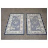 Navy Blue Floral Rugs (2ct)