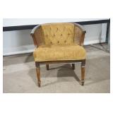Vintage Tufted Barrel Chair with Cane Sides