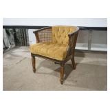 Vintage Tufted Barrel Chair with Cane Sides