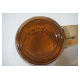 Vintage Brown Glass Beer Mugs w/Wooden Handles. "I drink to..." (5ct)