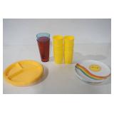 Poly Cups and Plates, Vintage Rainbow Sunshine Plates