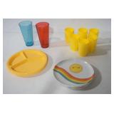 Poly Cups and Plates, Vintage Rainbow Sunshine Plates
