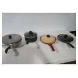 3 Frying Pans & 1 Sauce Pot (all with lids)