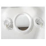 Vintage Burwood White Plastic Hobnail Mirror & Mirrored Sconces