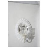 Vintage Burwood White Plastic Hobnail Mirror & Mirrored Sconces