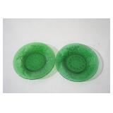 Vintage Ceramic Angels & Crystal & Green Glass Small Serving Plates