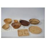 Small Tablecloth, Woven Baskets and Woven Trays