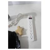 White Flex Seal, Black Garbage Bags, Power Strip, Adaptor, Shoe Horn