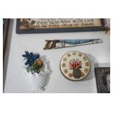 Decor, Wooden Signs, Small Hand-Painted Wooden Saw, Vintage Tin