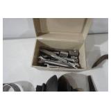 Hardware Lot: Small ratchet and sockets, oil filter wrench, long needle nose pliers, pry bar, zip ties