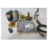 Partial Propane Tanks, Anchor, Boat Fire Extinguisher, NEW Tarp, hose and more