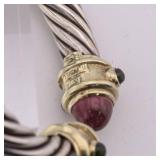 Judith Ripka Sterling Silver .925 Bracelet w/14k Caps