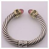 Judith Ripka Sterling Silver .925 Bracelet w/14k Caps