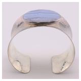 Vintage Avi Soffer Israel Agate Sterling Silver .925 Hammerwork Cuff