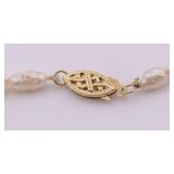 Cultured Pearl Necklace w/ 14k Gold Clasp & Pearl Earrings
