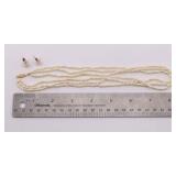 Cultured Pearl Necklace w/ 14k Gold Clasp & Pearl Earrings