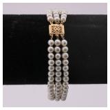Cultured Pearl Bracelet w/ 14k Gold Clasp