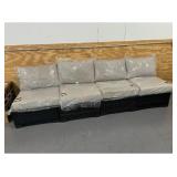 KATHY IRELAND River Brook Collection Lot of 4- K1043B-AS-DB Patio Chairs with Cushions- Walnut Wicker