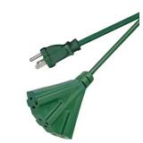 2 ft. 14/3 Light Duty Indoor/Outdoor Extension Cord with Multiple Outlet Triple Tap End, Green