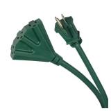 2 ft. 14/3 Light Duty Indoor/Outdoor Extension Cord with Multiple Outlet Triple Tap End, Green