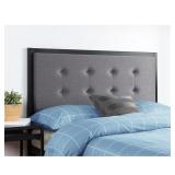 Zinus Priage by Button Tufted Grey Upholstered Metal Headboard Queen