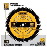 DEWALT Table Saw Blade, 10 inch, 80 Tooth, Fine Finish, Ultra Sharp Carbide (DWA11080) (0919255)