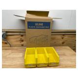 ULINE - Lot of 12 - Yellow Plastic Stackable Bins 11 x 5 1/2 x 5