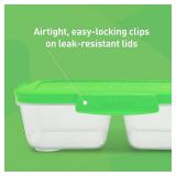 Sistema Nest It Meal Prep Food Storage Containers with Lids, 2 Compartments, 3.7 Cups, Plastic, 10-Pack, Green