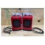 KUL 1500 Watt Red Ceramic Fan Heater - Model 369927 (lot of 2)