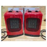 KUL 1500 Watt Red Ceramic Fan Heater - Model 369927 (lot of 2)