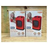KUL 1500 Watt Red Ceramic Fan Heater - Model 369927 (lot of 2)
