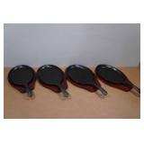 *4* Winco Cast Iron Skillets with Wood Underliner