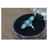 Silver Tone Turquise Ring