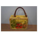 Vintage Metal Lunch Box Purse with Leather Strap