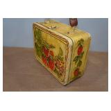 Vintage Metal Lunch Box Purse with Leather Strap