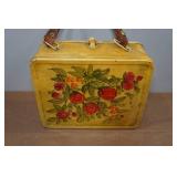 Vintage Metal Lunch Box Purse with Leather Strap