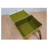 Vintage Metal Lunch Box Purse with Leather Strap