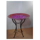 Glass Bird Bath with Stand